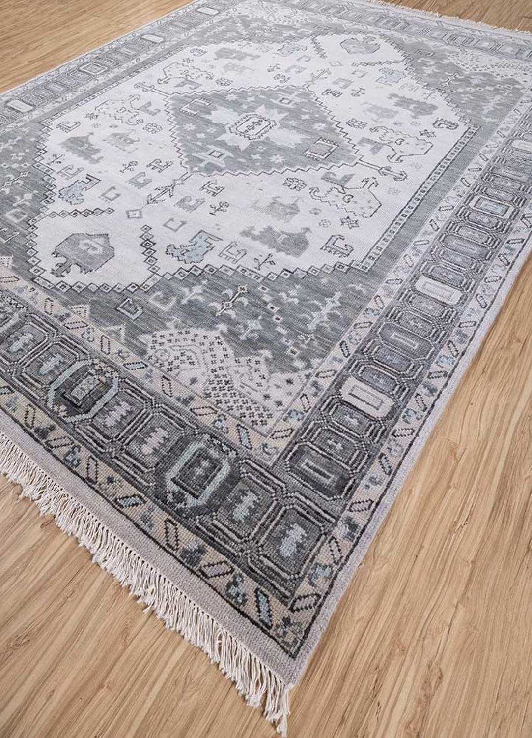 Uldtæppe - 300 x 240 cm - sølv