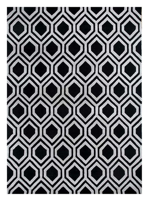Uldtæppe - 330 x 240 cm - sort og hvid