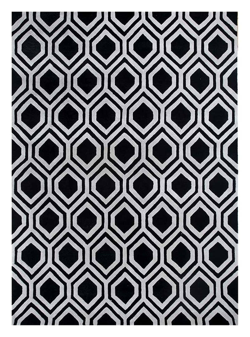 Uldtæppe - 330 x 240 cm - sort og hvid