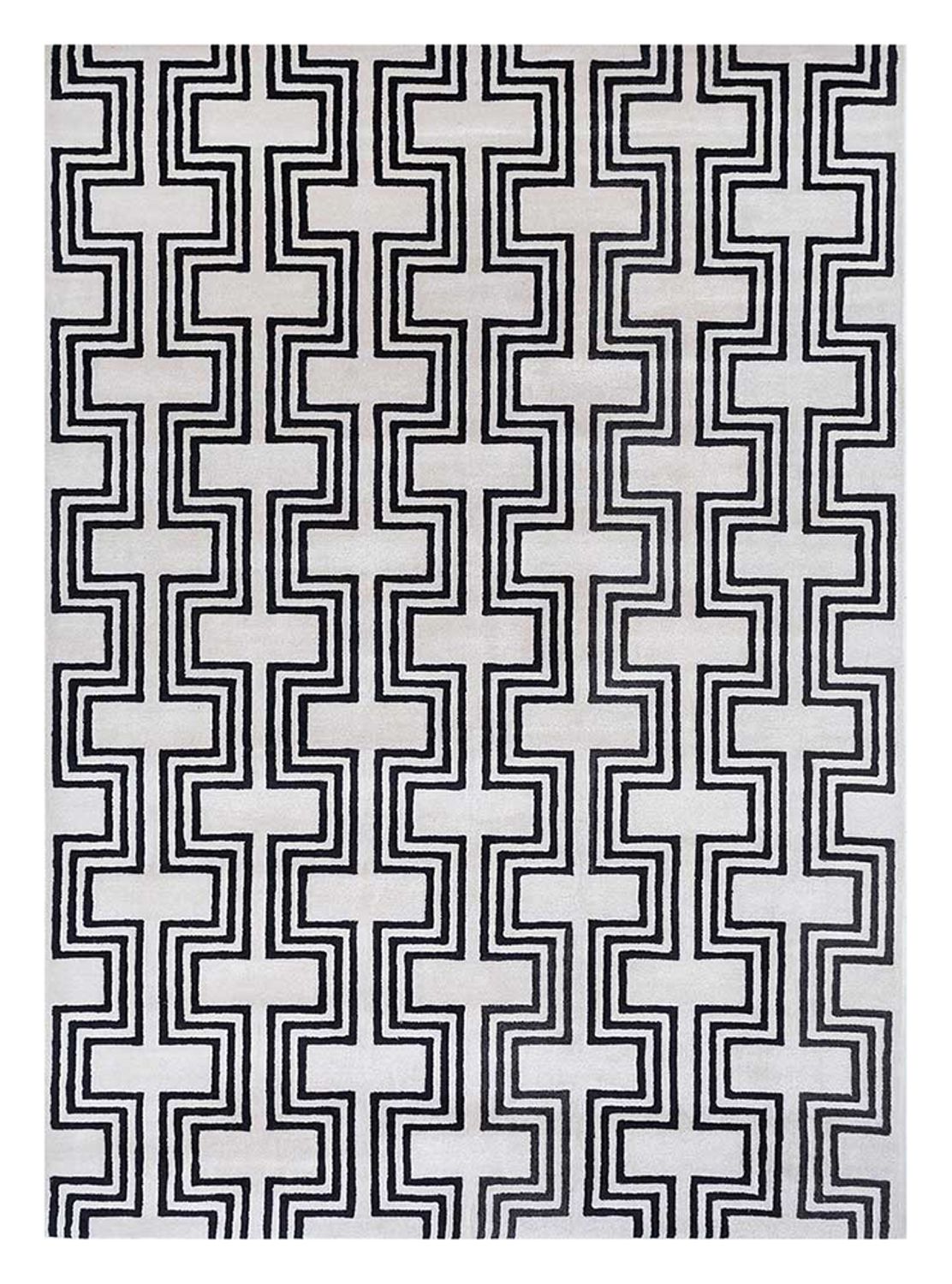 Uldtæppe - 330 x 240 cm - sort og hvid