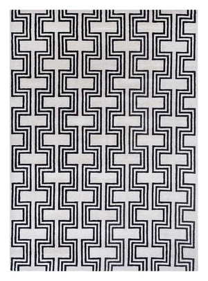 Uldtæppe - 330 x 240 cm - sort og hvid
