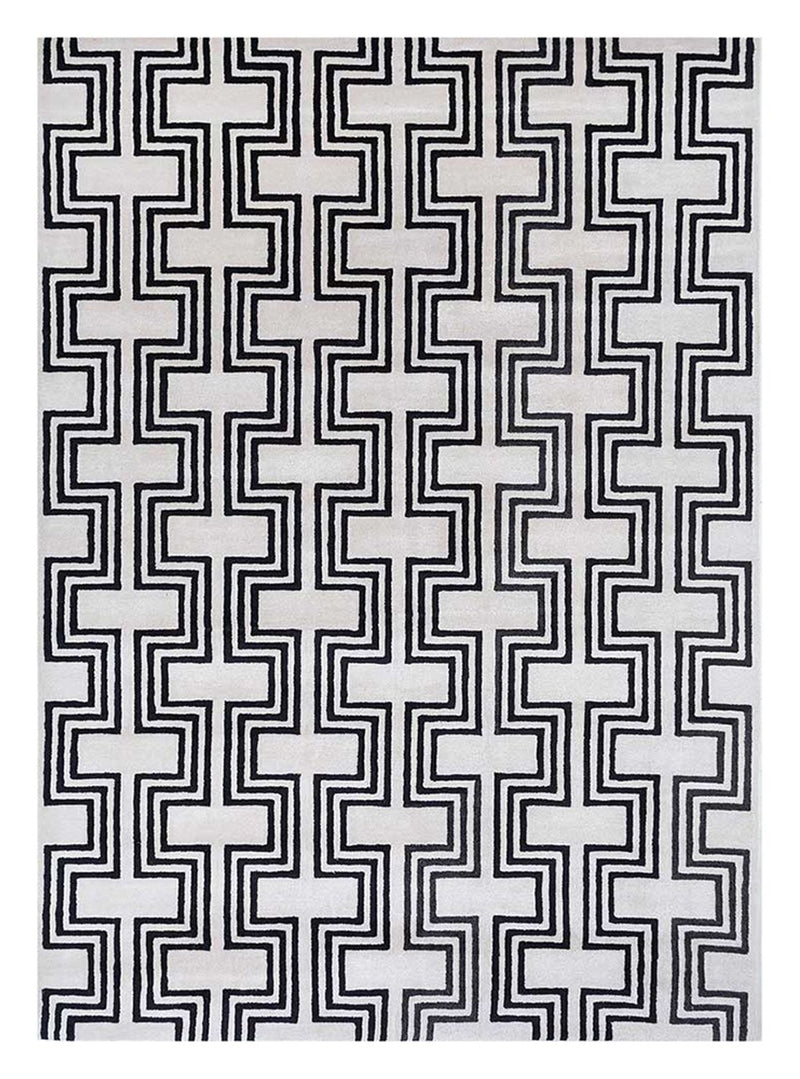 Uldtæppe - 330 x 240 cm - sort og hvid