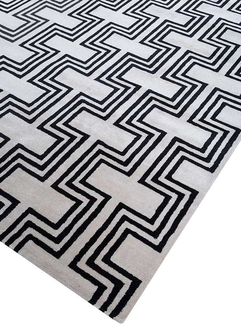 Uldtæppe - 330 x 240 cm - sort og hvid