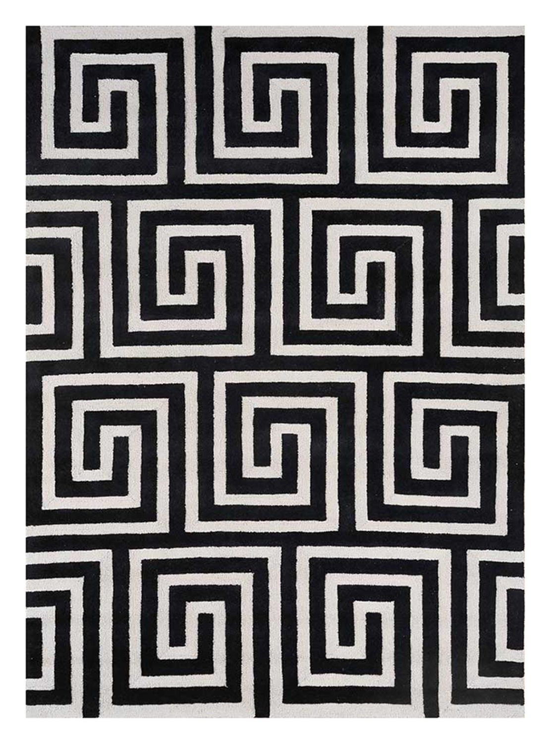Uldtæppe - 330 x 240 cm - sort og hvid