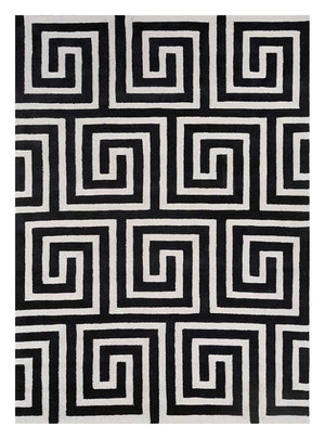 Uldtæppe - 330 x 240 cm - sort og hvid