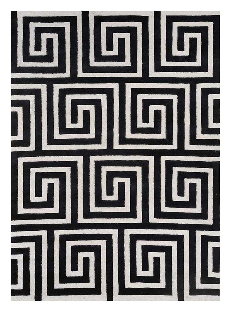 Uldtæppe - 330 x 240 cm - sort og hvid