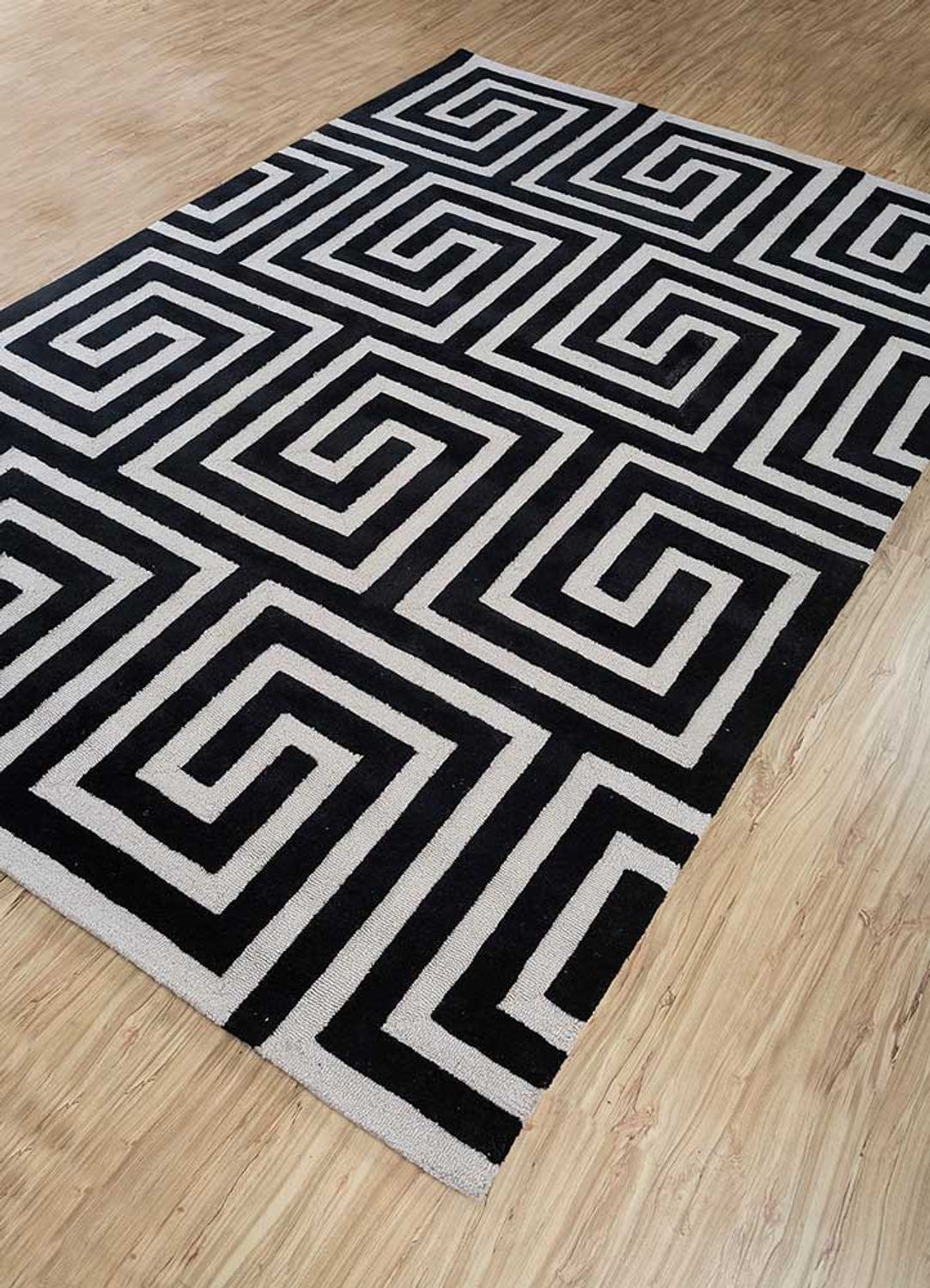 Uldtæppe - 330 x 240 cm - sort og hvid