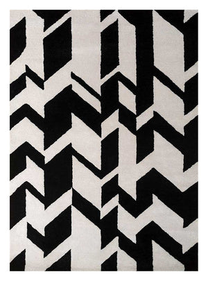Uldtæppe - 235 x 148 cm - sort og hvid