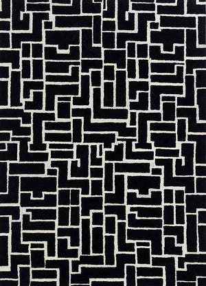 Uldtæppe - 270 x 180 cm - sort og hvid