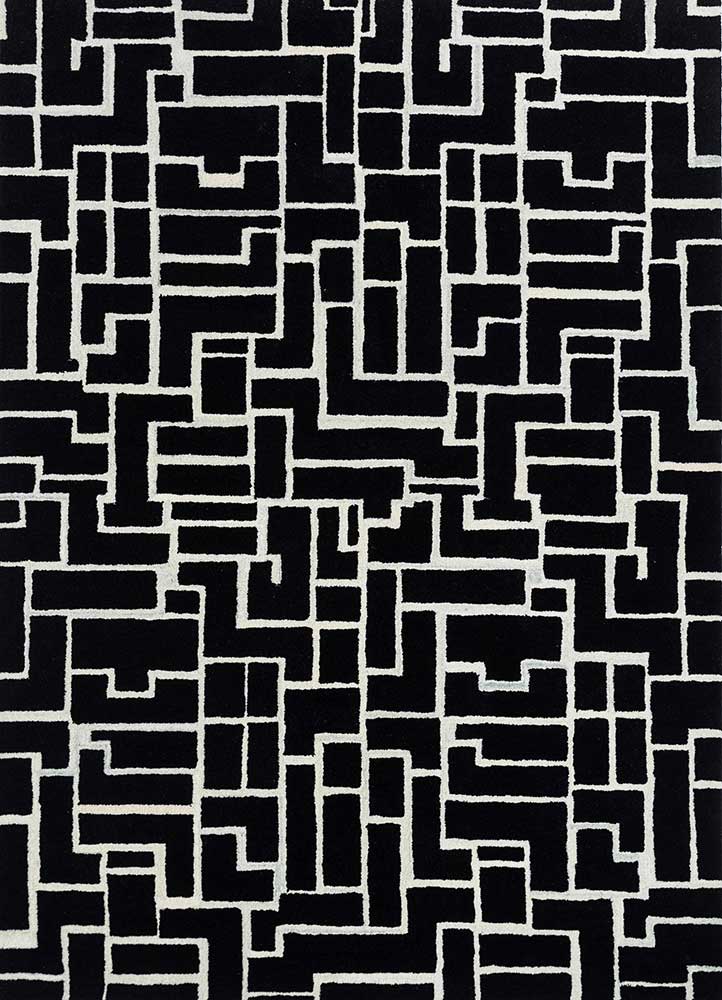 Uldtæppe - 270 x 180 cm - sort og hvid