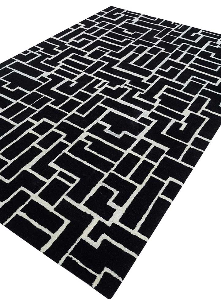 Uldtæppe - 270 x 180 cm - sort og hvid