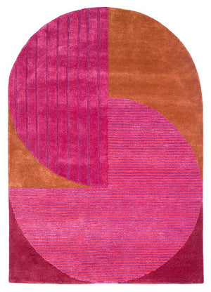 Uldtæppe særlig form  - 270 x 180 cm - pink