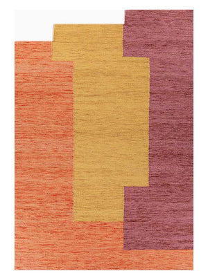 Uldtæppe særlig form  - 270 x 180 cm - orange