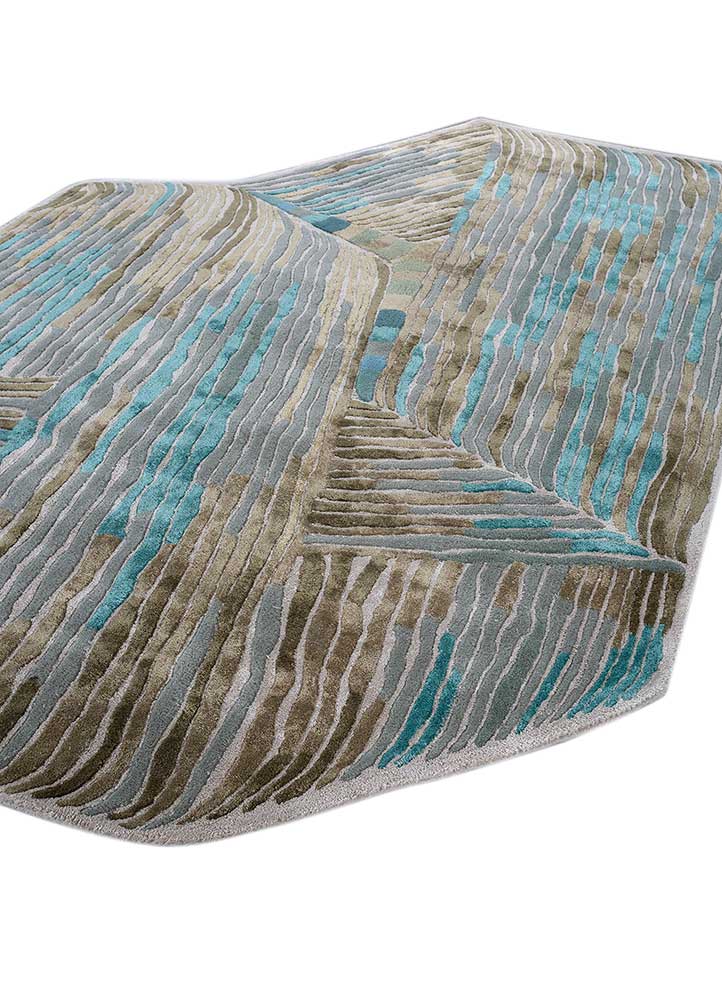 Designer tæppe særlig form  - 270 x 180 cm - blå