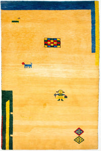 Gabbeh-tæppe - Indus - 193 x 121 cm - guld