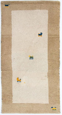 Gabbeh-tæppe - Indus - 140 x 70 cm - beige