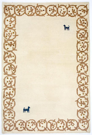 Gabbeh-tæppe - Indus - 228 x 155 cm - beige