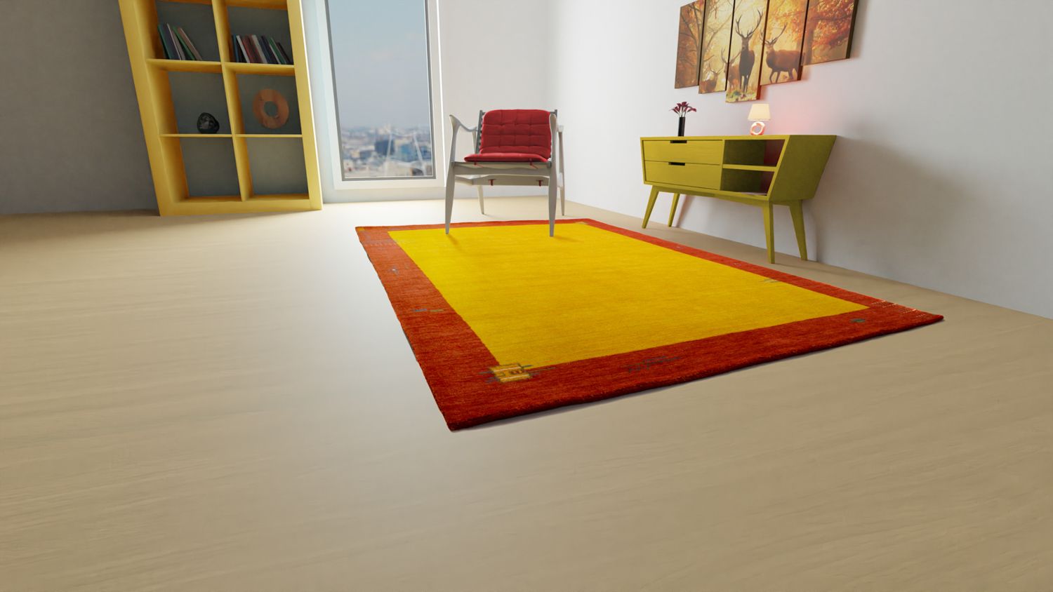 Gabbeh-tæppe - Indus - 180 x 120 cm - guld