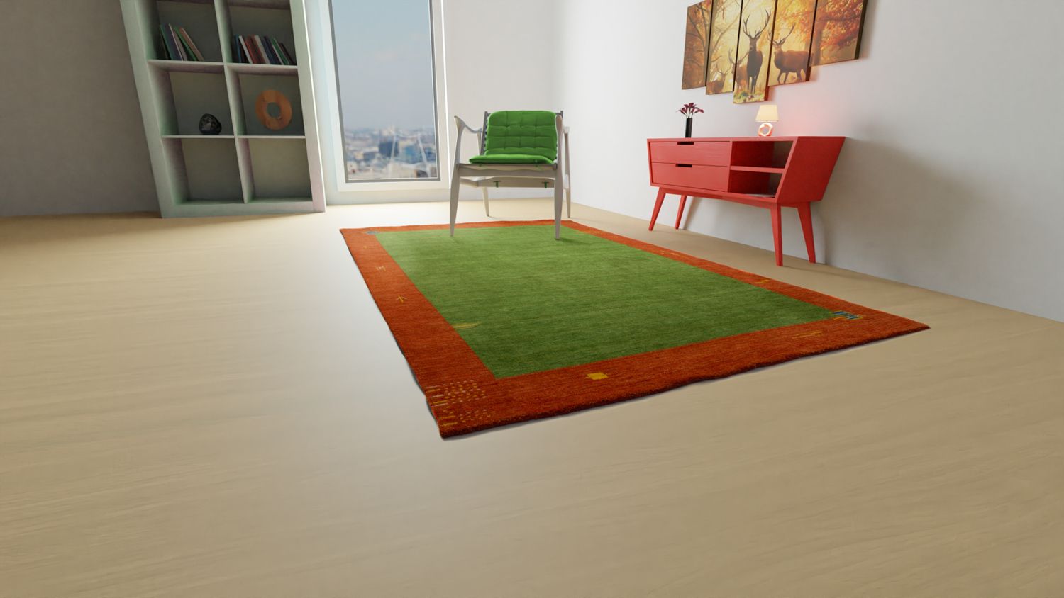 Gabbeh-tæppe - Indus - 180 x 120 cm - grøn