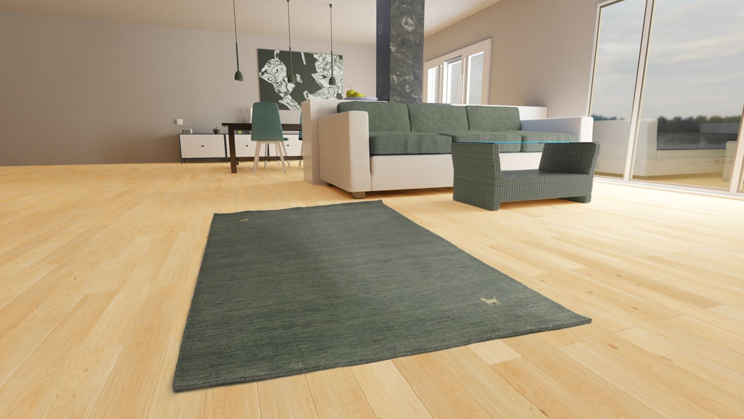 Gabbeh-tæppe - Indus - 250 x 200 cm - grå