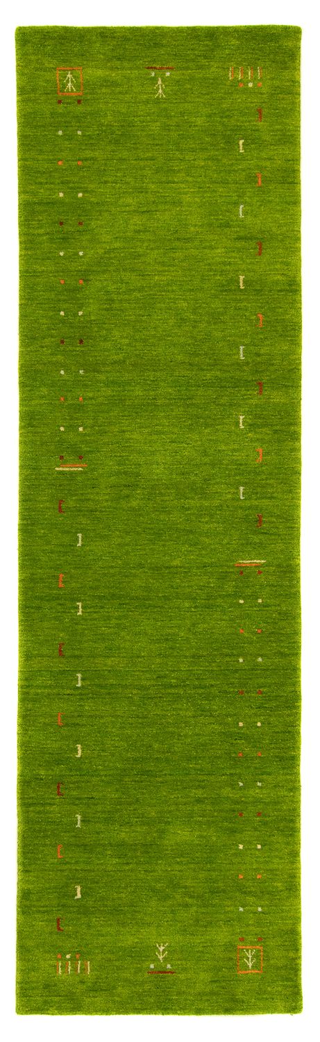 Løber Gabbeh-tæppe - Indus - 400 x 80 cm - grøn