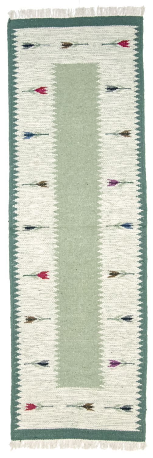 Løber Kelim-tæppe - Trendy - 250 x 80 cm - lysegrøn
