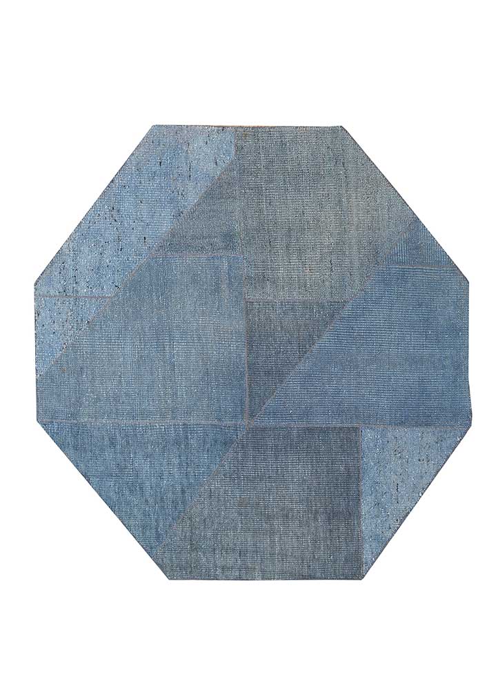 Uldtæppe særlig form  - 180 x 180 cm - blå