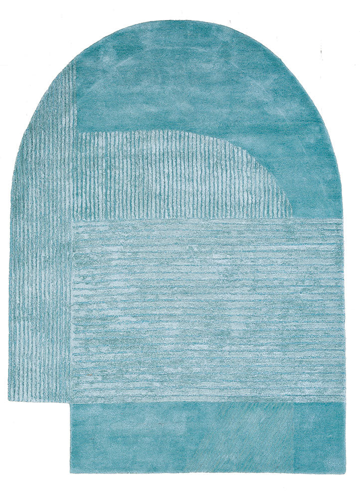 Designer tæppe særlig form  - 210 x 150 cm - turkis