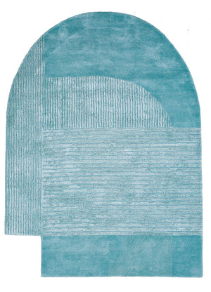 Designer tæppe særlig form  - 210 x 150 cm - turkis