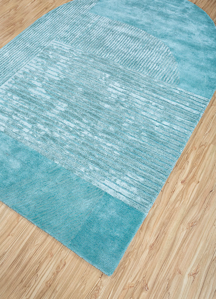 Designer tæppe særlig form  - 210 x 150 cm - turkis