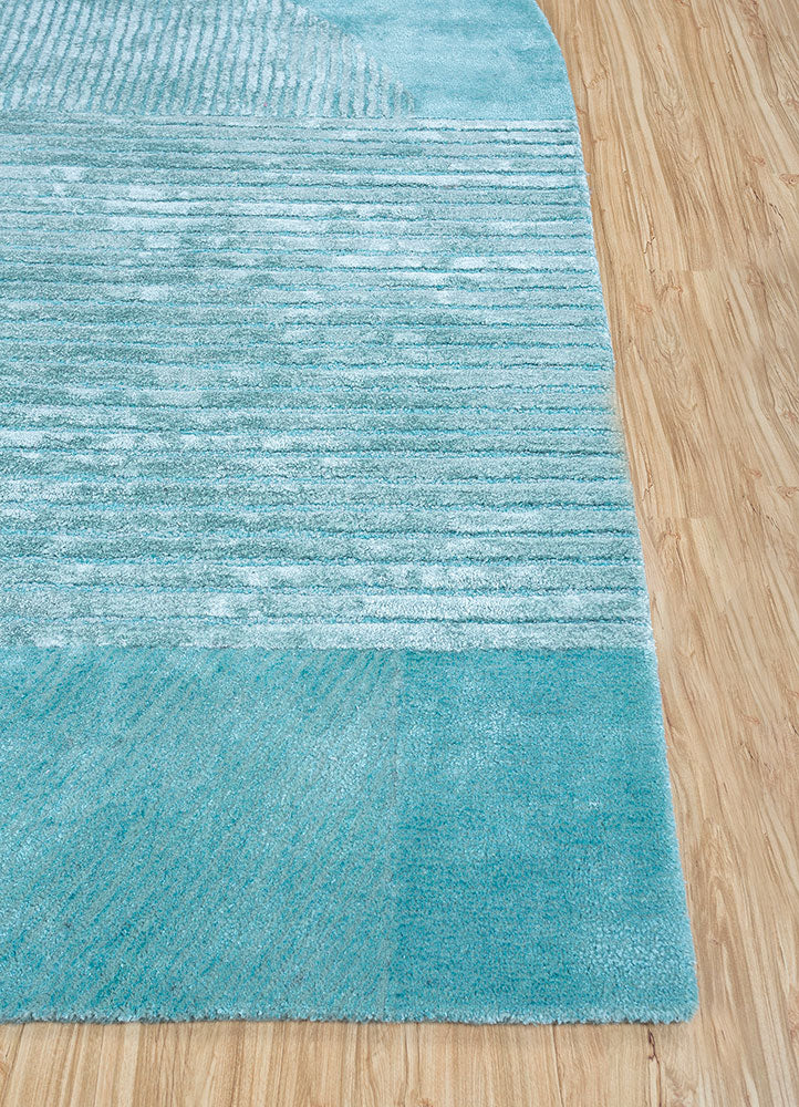 Designer tæppe særlig form  - 210 x 150 cm - turkis