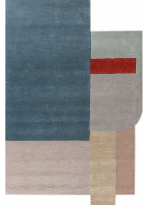 Uldtæppe særlig form  - 235 x 150 cm - flerfarvet