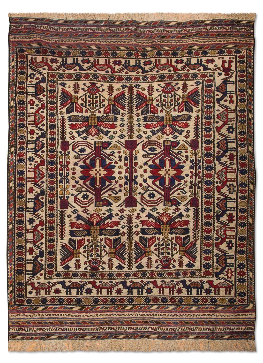 Kelim-tæppe - gammelt - 276 x 185 cm - beige