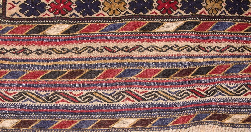 Kelim-tæppe - gammelt - 276 x 185 cm - beige