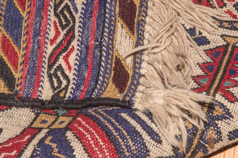 Kelim-tæppe - gammelt - 276 x 185 cm - beige