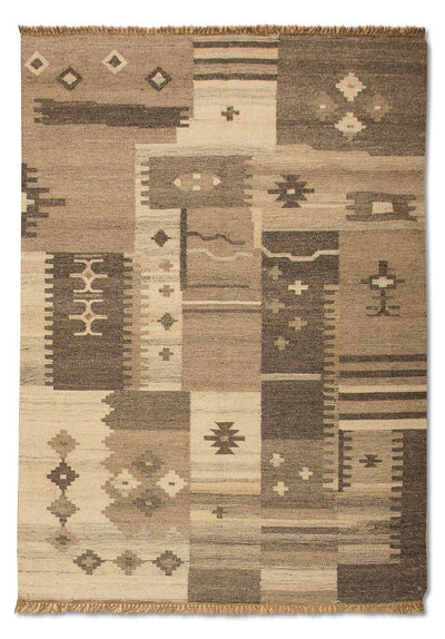 Moderne kilim Tæppe 140x200cm - Uldtæppe