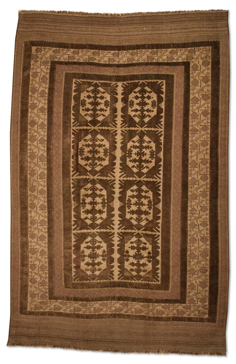 Kelim-tæppe - gammelt - 280 x 183 cm - brun