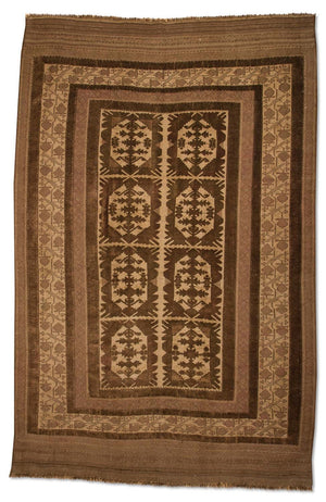 Kelim-tæppe - gammelt - 280 x 183 cm - brun