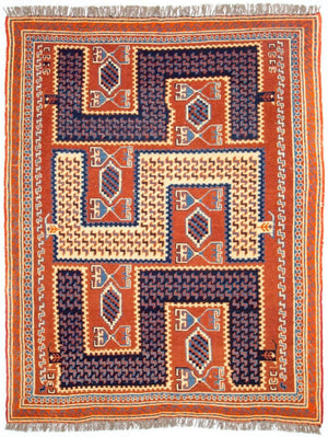 Kelim-tæppe - orientalsk - 185 x 145 cm - flerfarvet