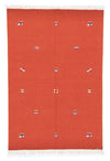 Moderne kilim Tæppe 140x200cm - Uldtæppe - Rektangulær / Orange / 140 x 200 cm Rektangulær