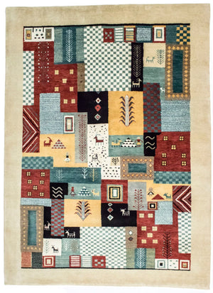 Gabbeh Tæppe - Loribaft Persisk - 198 x 150 cm - farvet