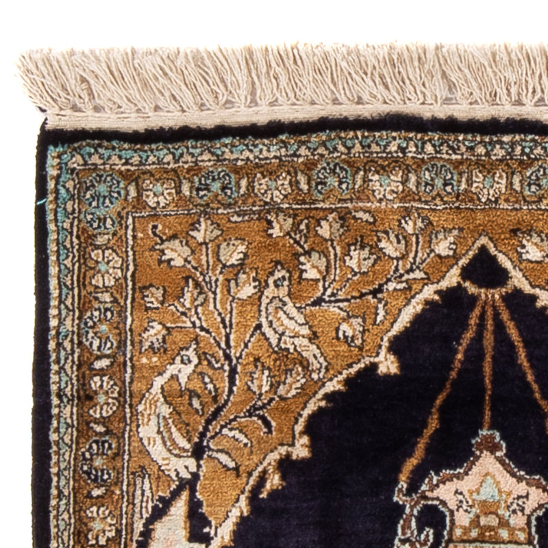 Silketæppe - Ghom Silk - Premium - 72 x 57 cm - mørkeblå