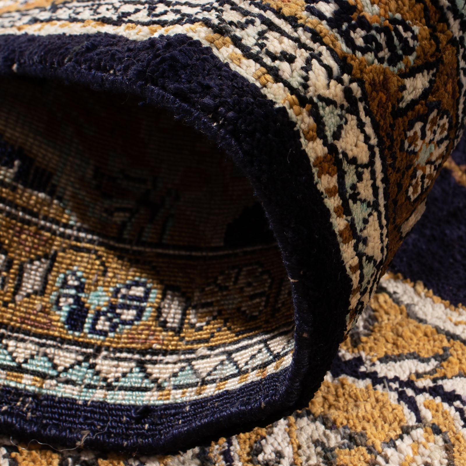 Silketæppe - Ghom Silk - Premium - 72 x 57 cm - mørkeblå