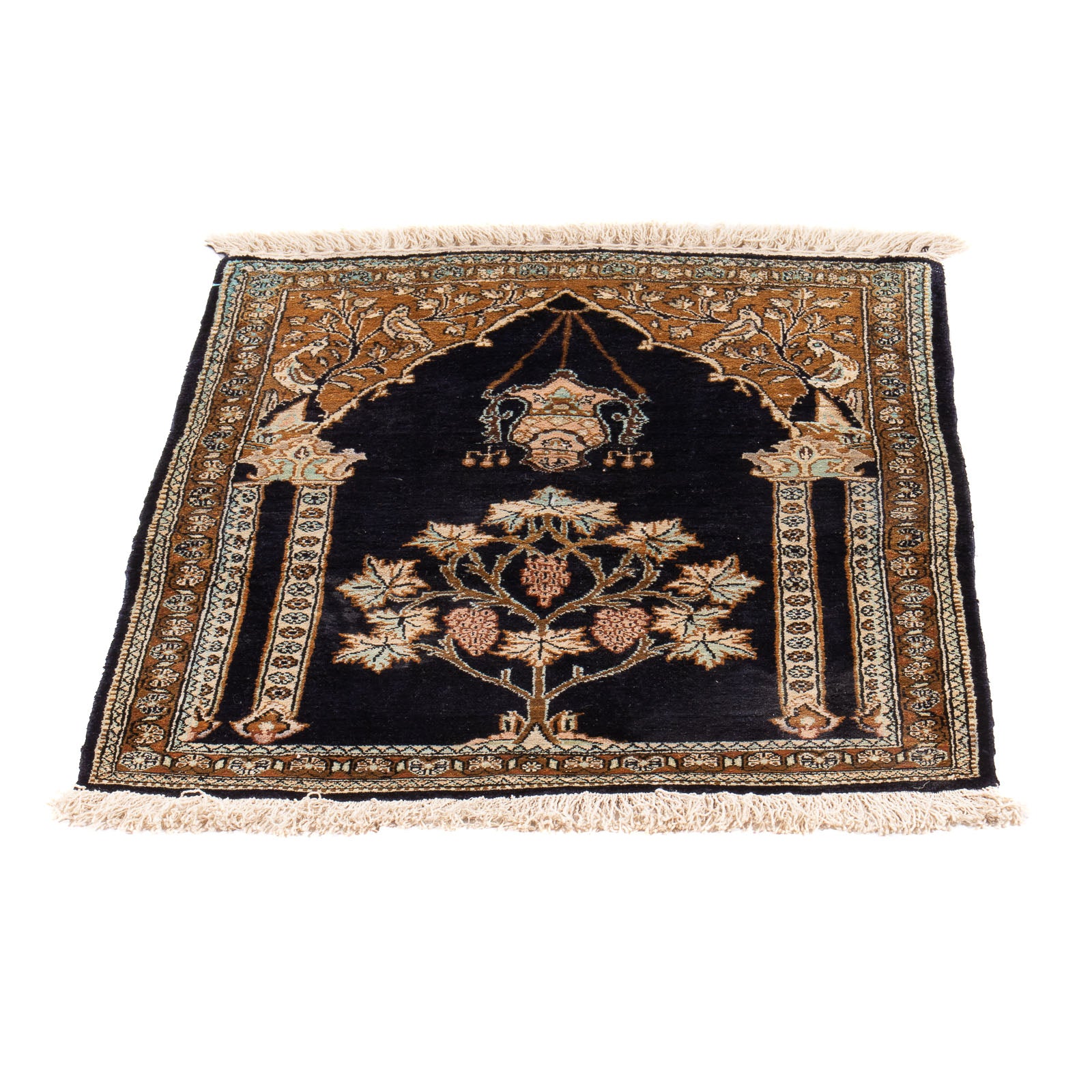 Silketæppe - Ghom Silk - Premium - 72 x 57 cm - mørkeblå