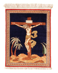 Silketæppe - Ghom Silk - Premium - 71 x 56 cm - mørkeblå