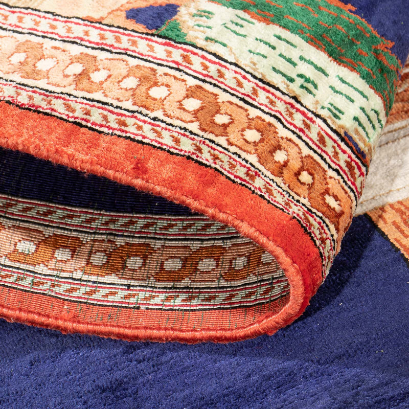 Silketæppe - Ghom Silk - Premium - 71 x 56 cm - mørkeblå