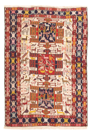 Løber Kelim-tæppe - orientalsk - 135 x 109 cm - flerfarvet