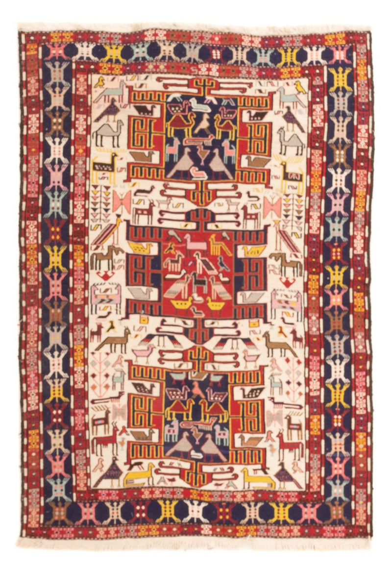 Løber Kelim-tæppe - orientalsk - 135 x 109 cm - flerfarvet