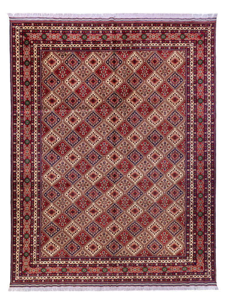 Afghansk tæppe - 382 x 290 cm - mørk beige