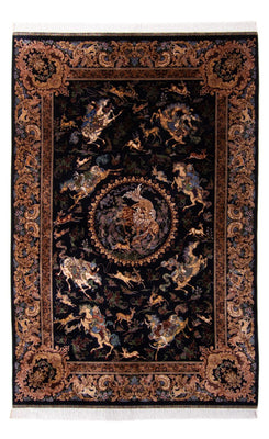 Persisk tæppe - Ghom - 230 x 150 cm - mørkeblå